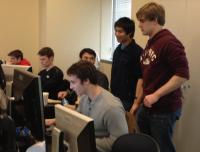 ICSSP students work diligently during the Illinois Collegiate Cyber Defense Competition on February. The students took second place, which qualified them for the regional competition on March 22-23.
